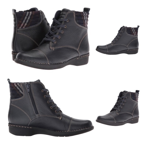 Clarks Navy Whistle Bea Leather Ankle Boot 8 1/2 to size 9 - Picture 2 of 14